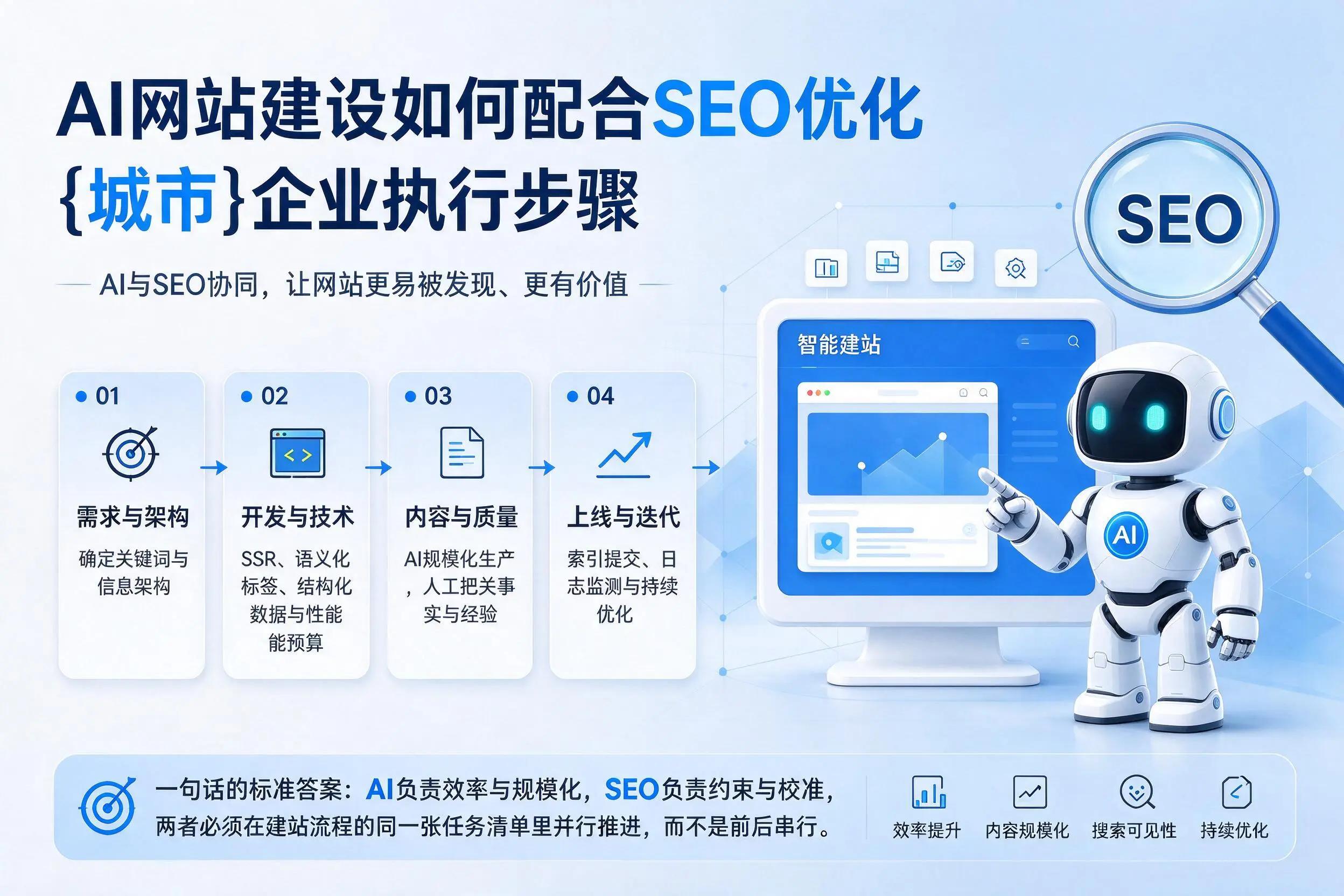 AI网站建设如何配合SEO优化，河池企业执行步骤