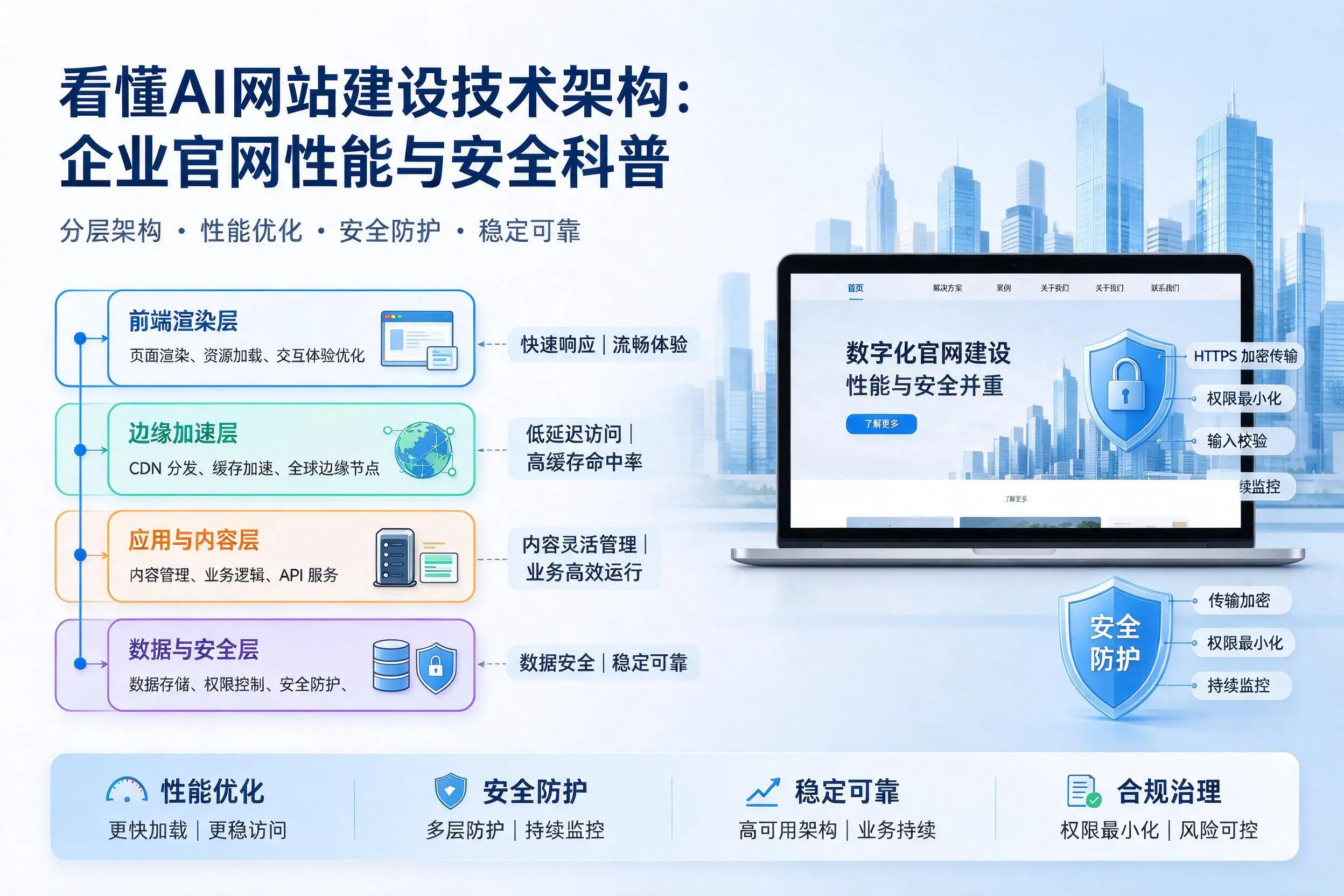 看懂AI网站建设技术架构：河池企业官网性能与安全科普