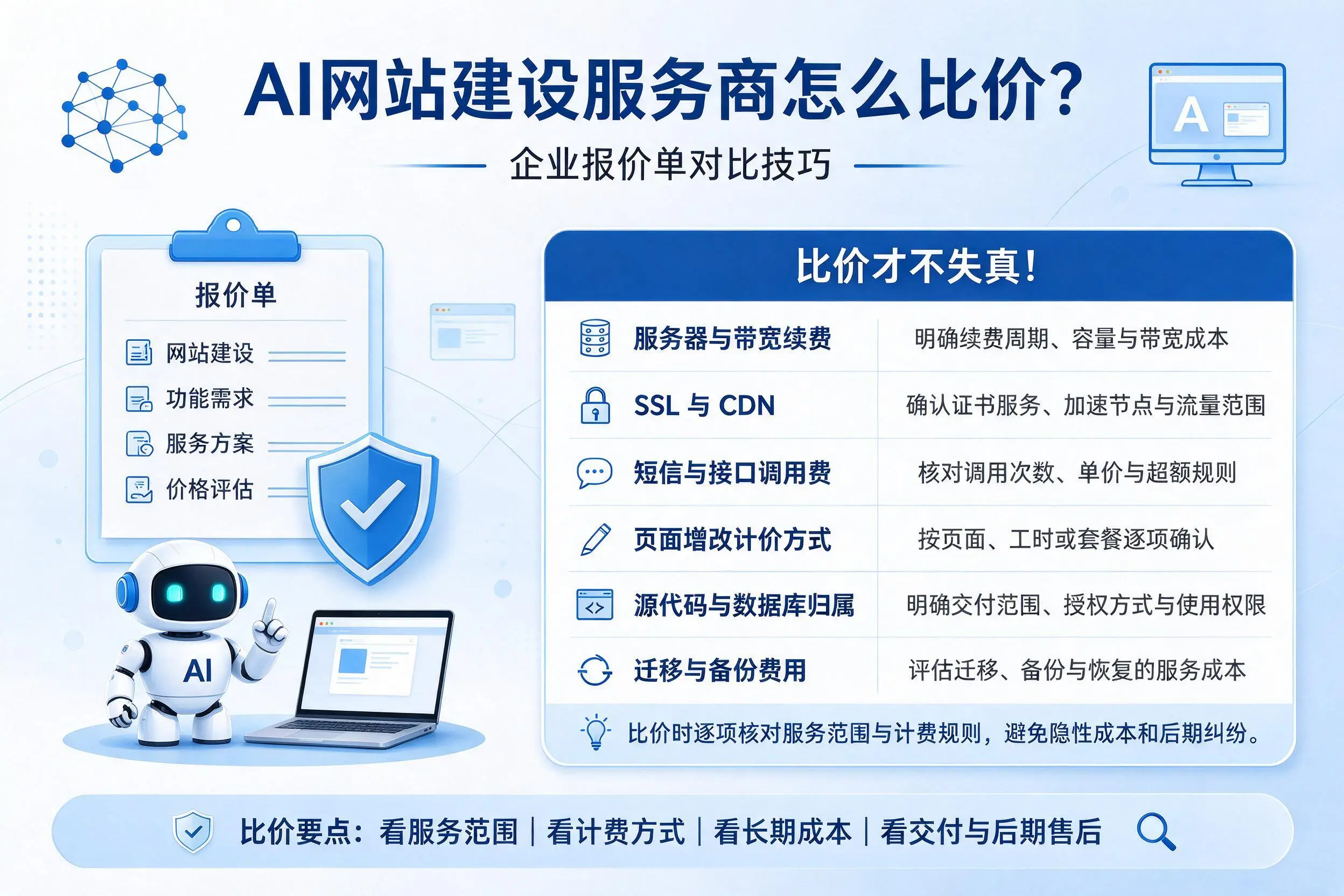 AI网站建设服务商怎么比价？河池企业报价单对比技巧